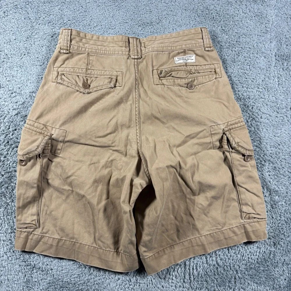Polo Ralph Lauren Cargo Shorts Mens 33 Tan Khaki Heavy Duty Utility Army
